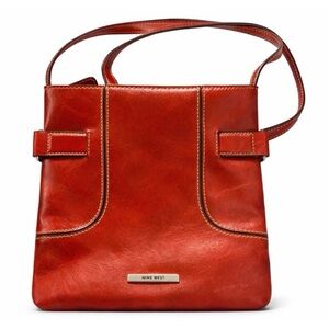 Nine West Dark Red Crossbody Bag Faux Leather Adjustable Strap 8 X 9”